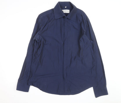 The Spitalfields Shirt Co Men's Blue XL Long Sleeve Cotton Button-Up Shirt