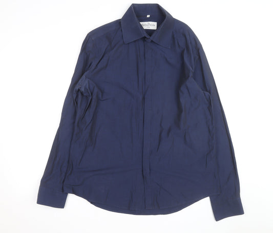 The Spitalfields Shirt Co Men's Blue XL Long Sleeve Cotton Button-Up Shirt