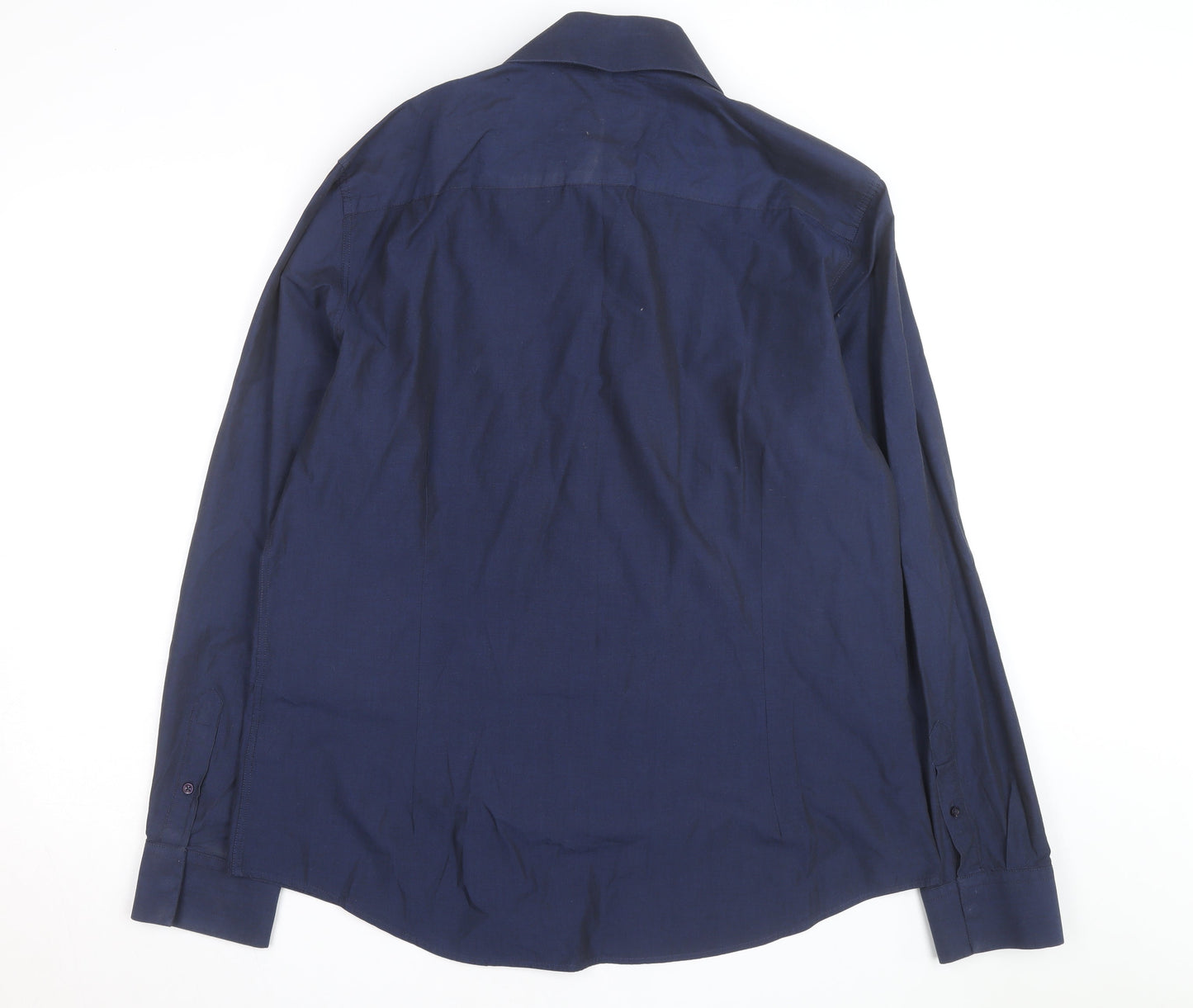 The Spitalfields Shirt Co Men's Blue XL Long Sleeve Cotton Button-Up Shirt