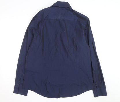 The Spitalfields Shirt Co Men's Blue XL Long Sleeve Cotton Button-Up Shirt