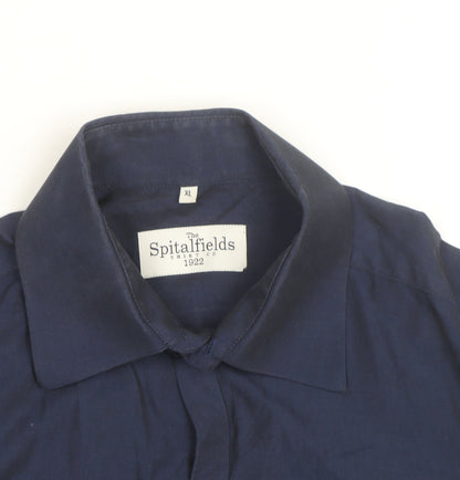 The Spitalfields Shirt Co Men's Blue XL Long Sleeve Cotton Button-Up Shirt