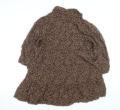 Dorothy Perkins Women’s Brown Leopard Print Tunic Blouse Size 12