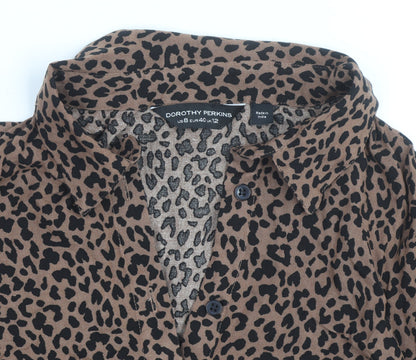 Dorothy Perkins Women’s Brown Leopard Print Tunic Blouse Size 12