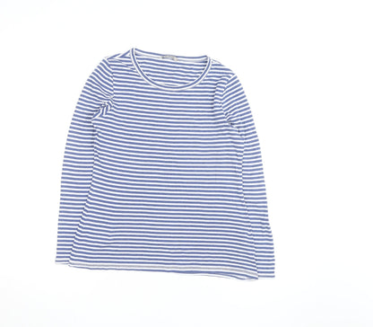 Marks and Spencer Women’s Blue White Striped Long Sleeve Cotton T-Shirt Size 14