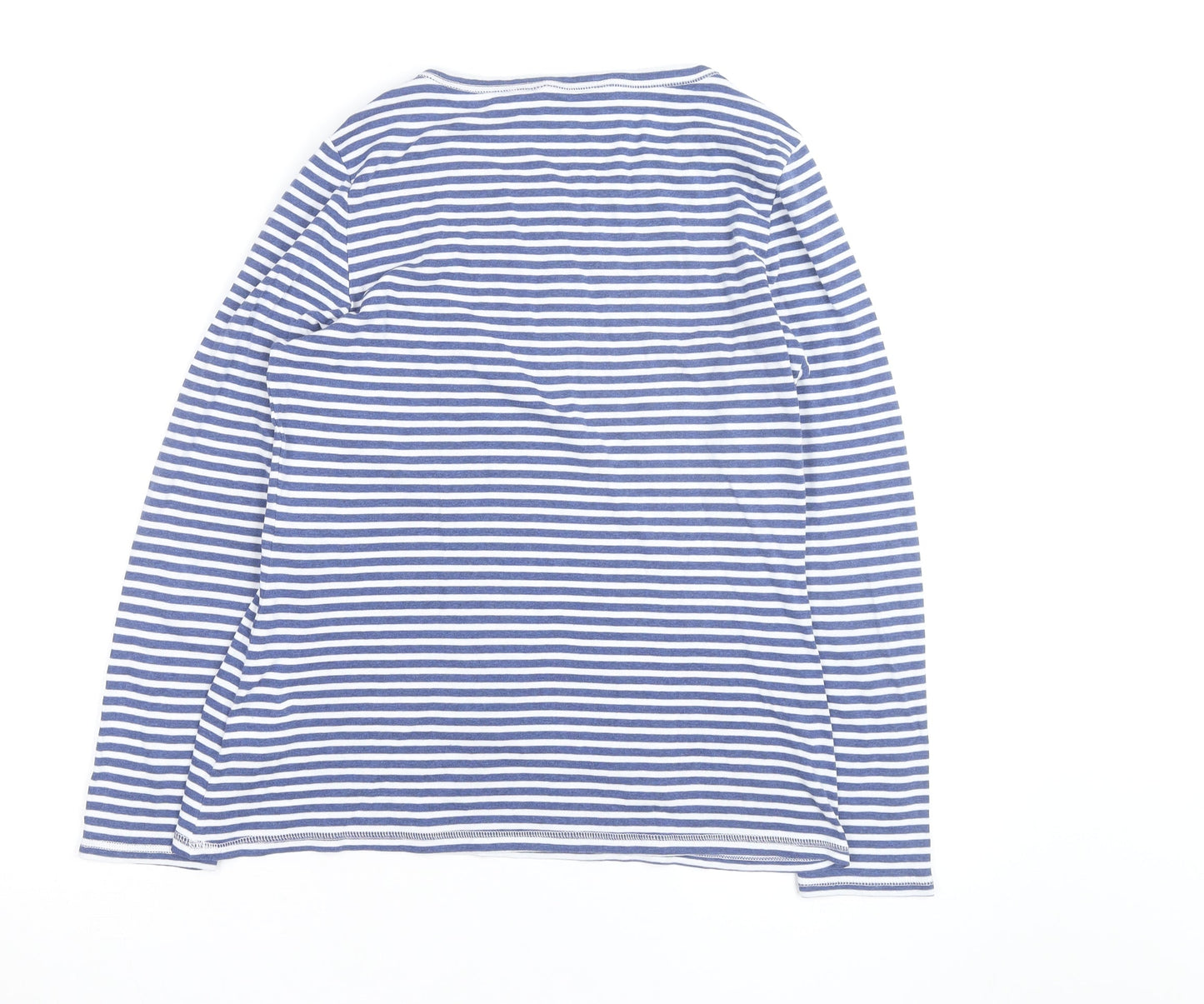 Marks and Spencer Women’s Blue White Striped Long Sleeve Cotton T-Shirt Size 14