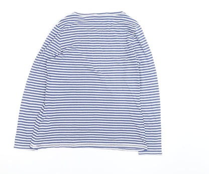 Marks and Spencer Women’s Blue White Striped Long Sleeve Cotton T-Shirt Size 14