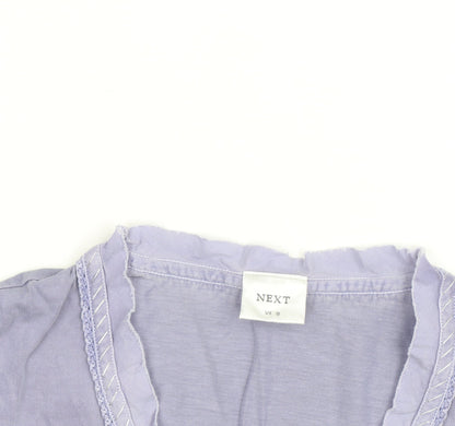 Next Women Purple Wrap Ruffle Cotton Short Sleeve T-Shirt UK 12