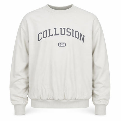 Collusion Men Beige Crew Neck Pullover Sweatshirt M