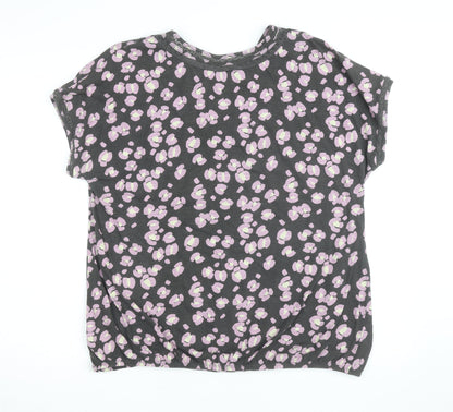 Next Women’s Grey Floral T-Shirt Size 20 Short Sleeve Cotton