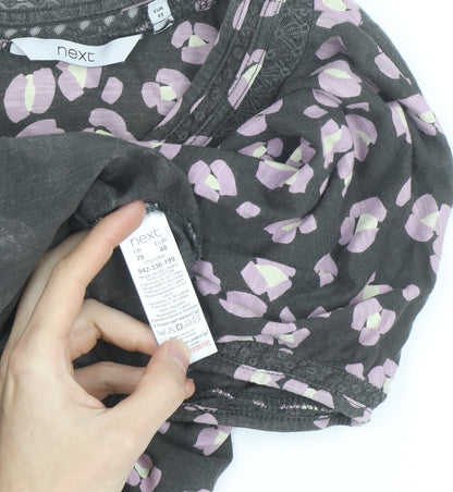 Next Women’s Grey Floral T-Shirt Size 20 Short Sleeve Cotton