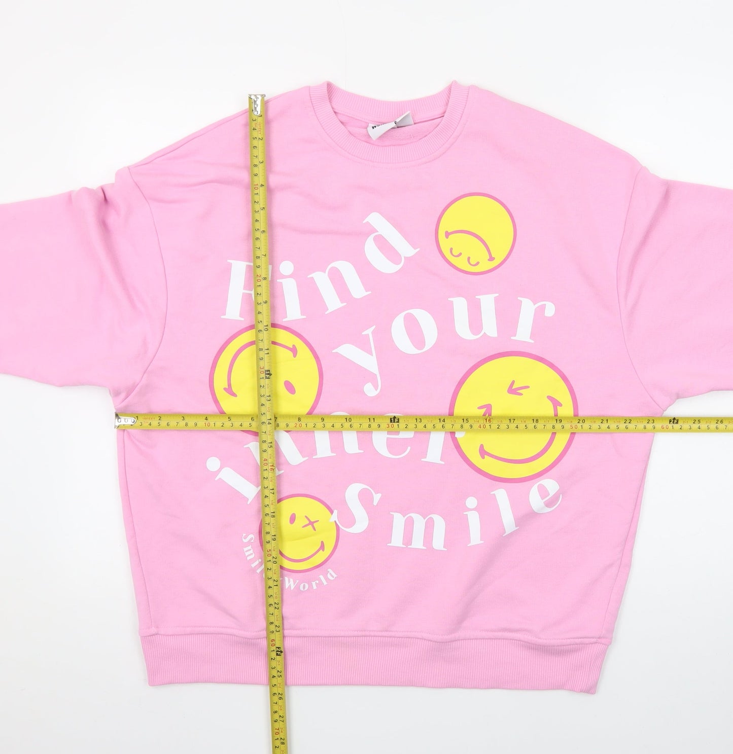SmileyWorld Women's Pink Pullover Sweatshirt XS - Find Your Inner Smile