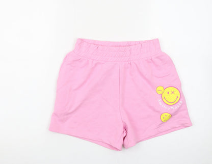 SmileyWorld Women's Pink XS Sweat Shorts with Logo Print
