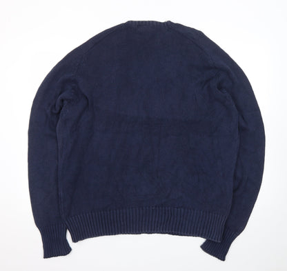Ralph Lauren Men's Blue Cotton Crew Neck Jumper Size L