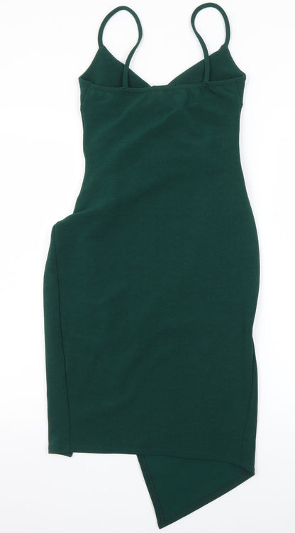 PrettyLittleThing Women’s Green Size 10 Bodycon Ruched Dress