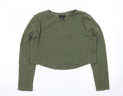 New Look Women's Green Long Sleeve Crew Neck Slim Fit Jumper Size 18