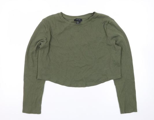 New Look Women's Green Long Sleeve Crew Neck Slim Fit Jumper Size 18
