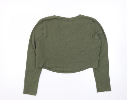 New Look Women's Green Long Sleeve Crew Neck Slim Fit Jumper Size 18