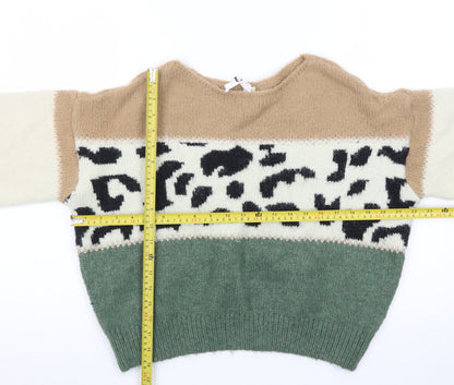 U Womens Multicoloured Animal Print Pullover Jumper One Size