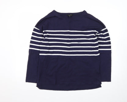 New Look Womens Blue Striped Long Sleeve Crew Neck Jumper Size 14