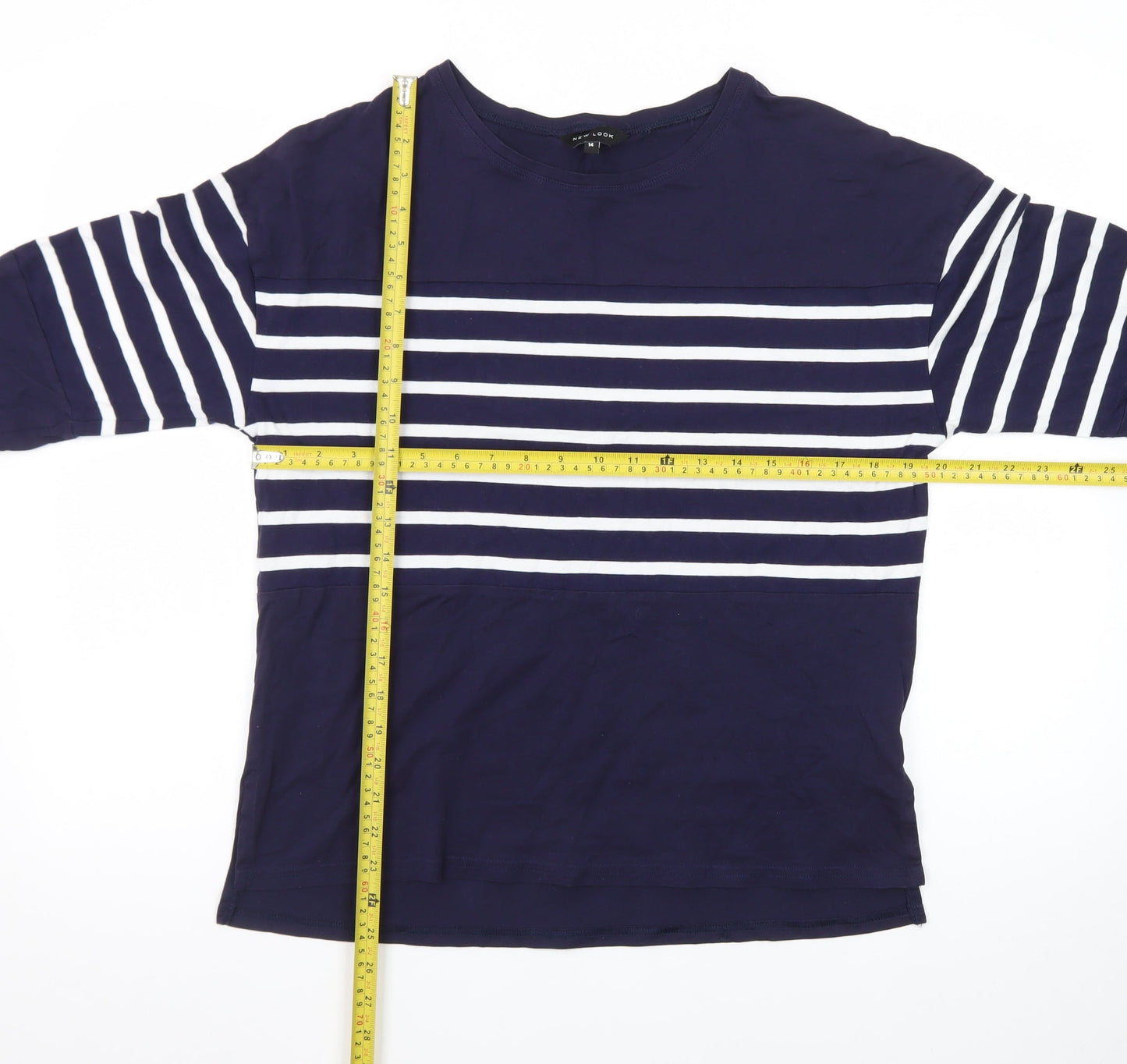 New Look Womens Blue Striped Long Sleeve Crew Neck Jumper Size 14