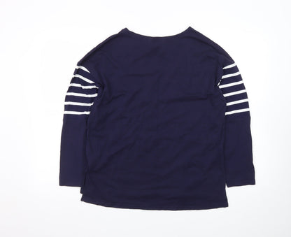 New Look Womens Blue Striped Long Sleeve Crew Neck Jumper Size 14