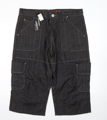 Denim Co Men's Black Cargo Denim Shorts W38 Regular Fit
