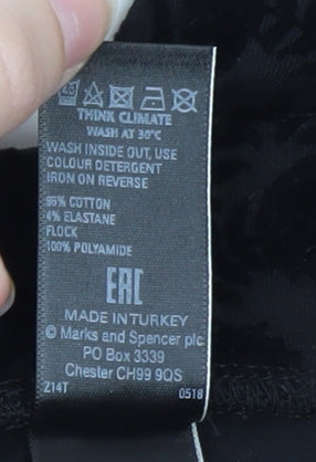 Marks and Spencer Women’s Black Floral Velvet Ankle Leggings Size 10