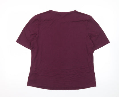 Apricot Womens Purple Short Sleeve Basic T-Shirt Size 14