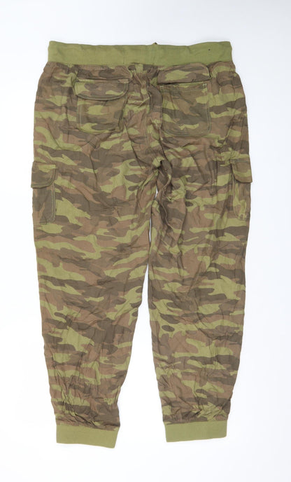 Helium London Men's Green Camouflage Cargo Trousers XL