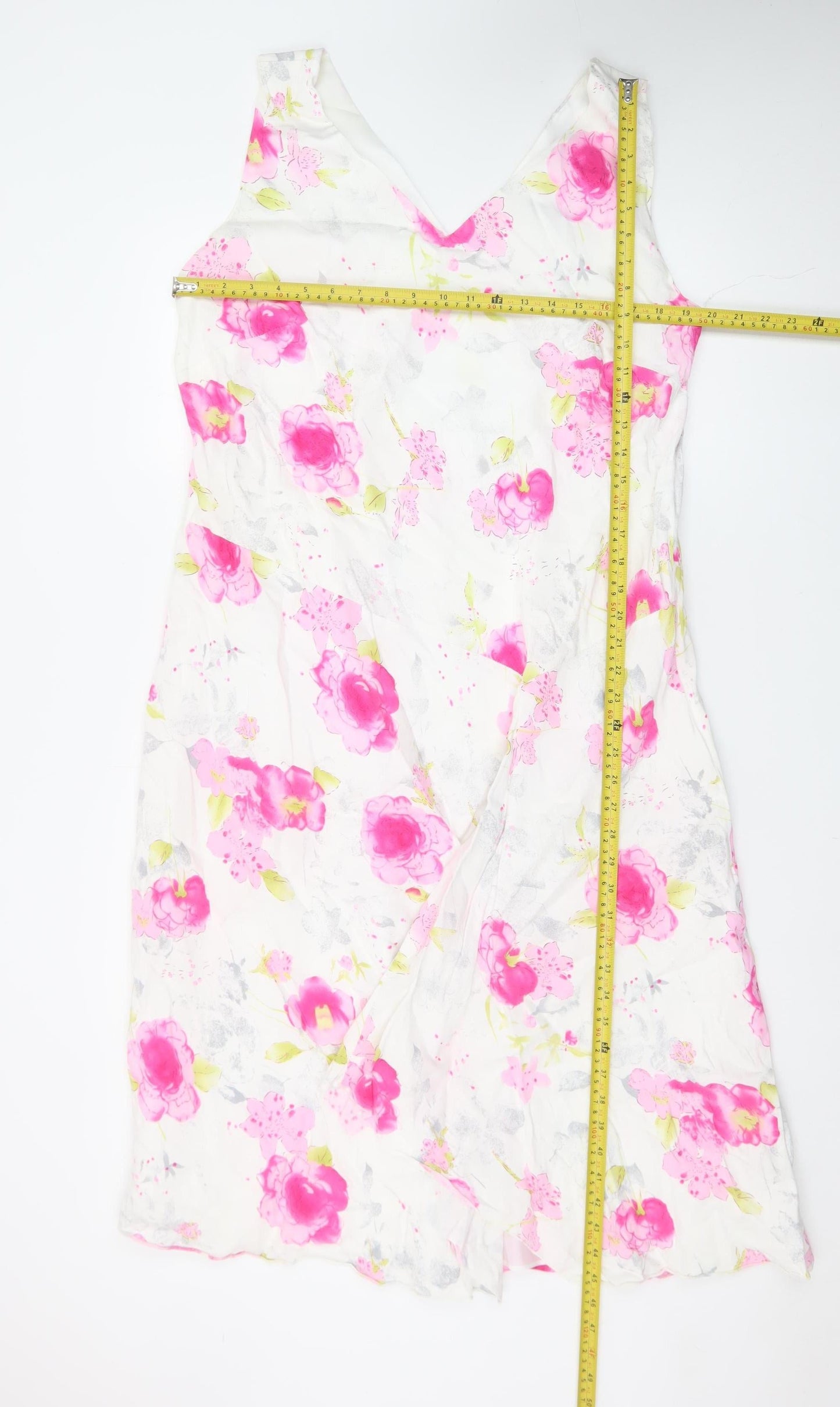 Bonmarché Women’s Multicoloured Floral Linen Blend Sleeveless Shift Dress Size 22