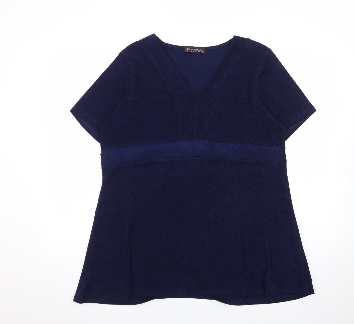 Emelia Classics Women’s Blue V-Neck Tunic Blouse Size L