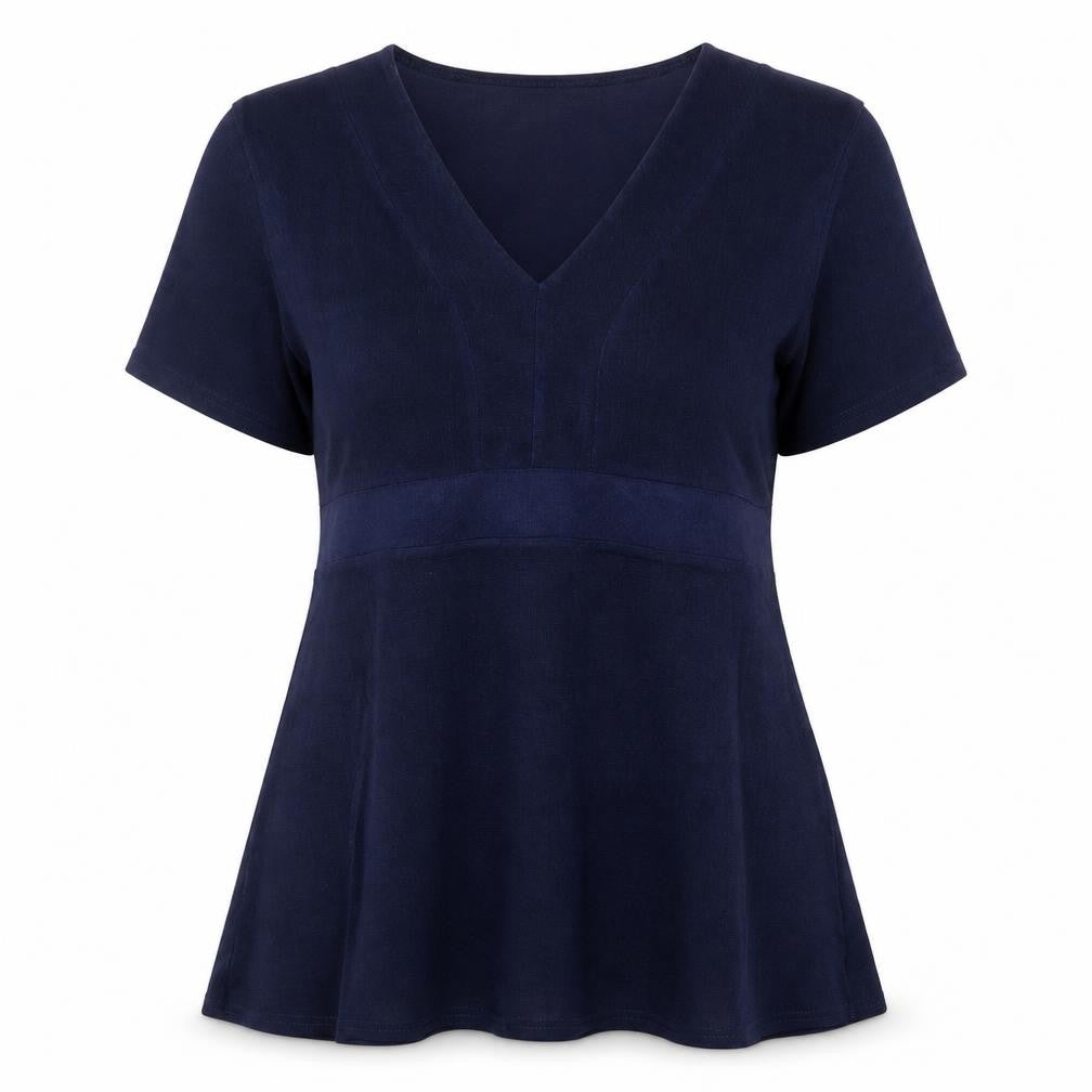 Emelia Classics Women’s Blue V-Neck Tunic Blouse Size L