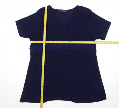 Emelia Classics Women’s Blue V-Neck Tunic Blouse Size L