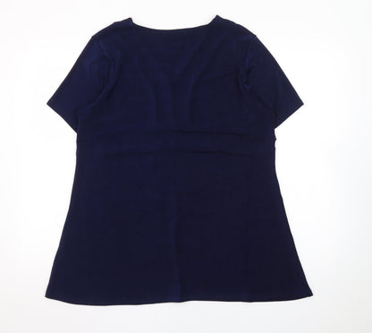 Emelia Classics Women’s Blue V-Neck Tunic Blouse Size L