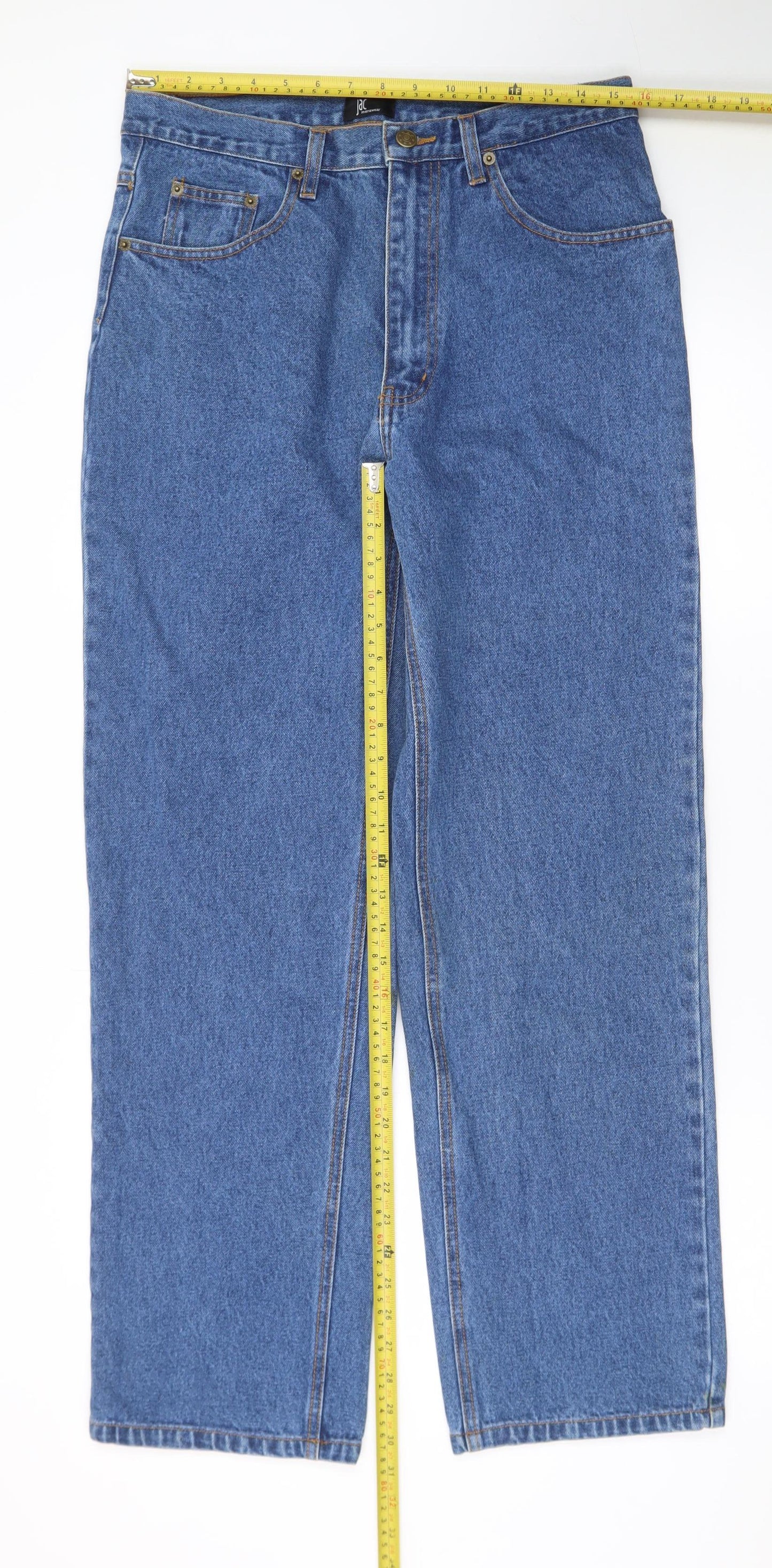 Jac Mens Blue Straight Leg Denim Jeans W32 L31 Regular Fit