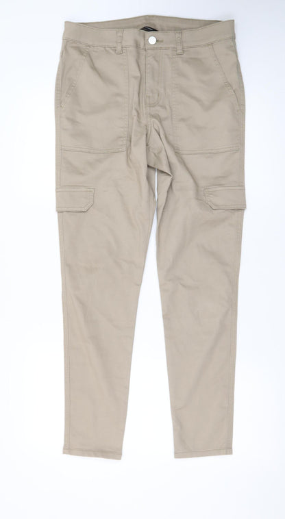 George Women Beige Cargo Trousers Size 12 Cotton Stretch
