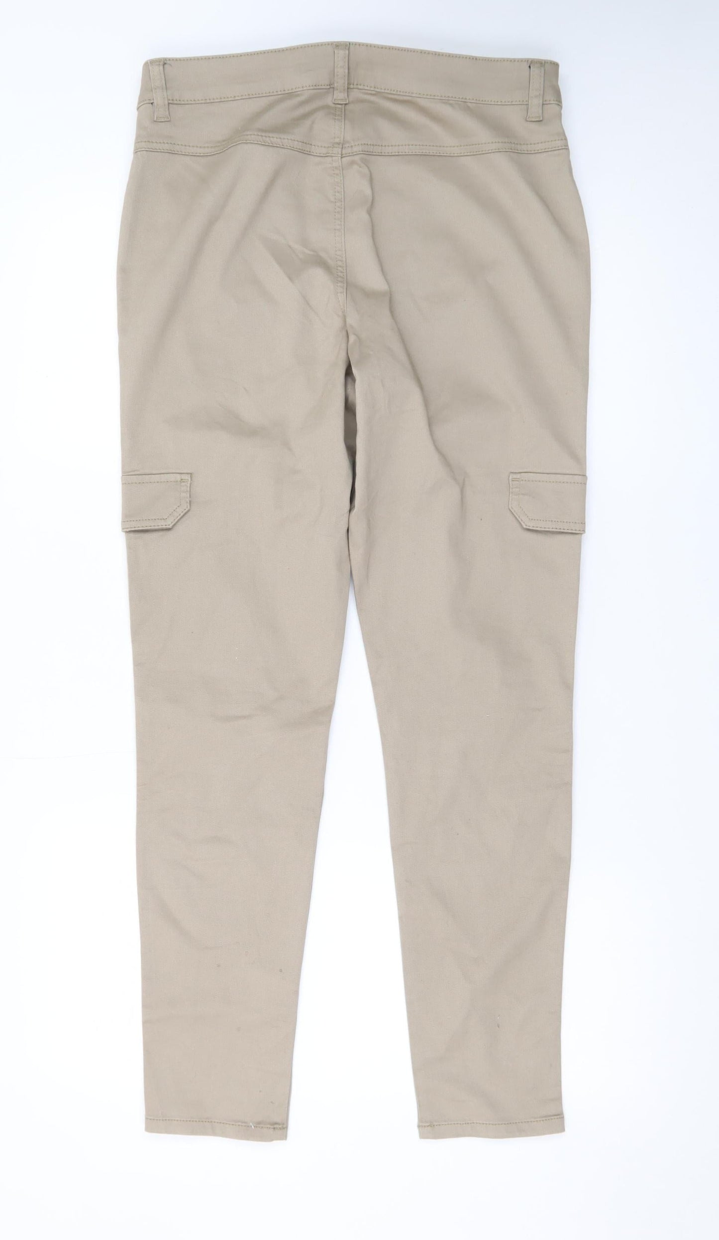 George Women Beige Cargo Trousers Size 12 Cotton Stretch