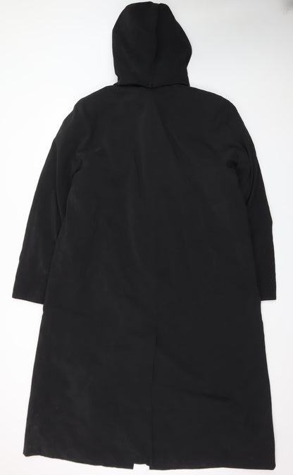 Liz Claiborne Women's Black Long Hooded Rain Coat Size 12