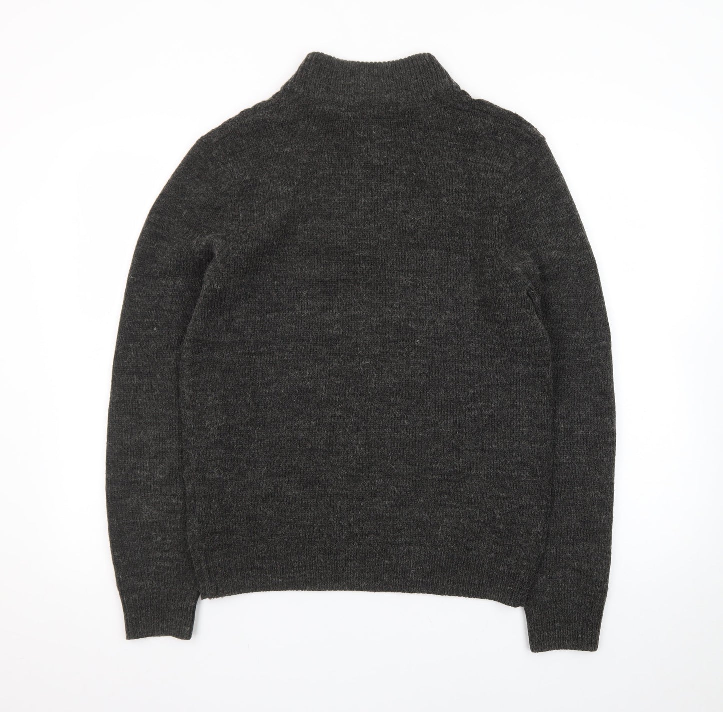 Threadbare Men's Grey Henley Wool Blend Jumper Size S