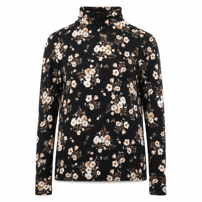 Dorothy Perkins Womens Black Floral Roll Neck Long Sleeve Top UK 16