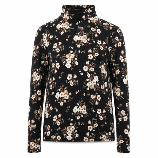 Dorothy Perkins Womens Black Floral Roll Neck Long Sleeve Top UK 16