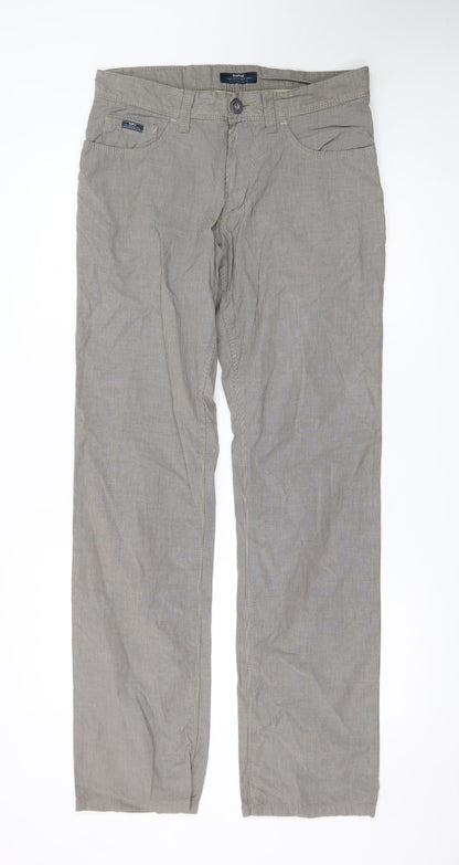 Hattric Men's Grey Striped Straight Jeans 32x34 Regular Fit