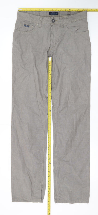Hattric Men's Grey Striped Straight Jeans 32x34 Regular Fit