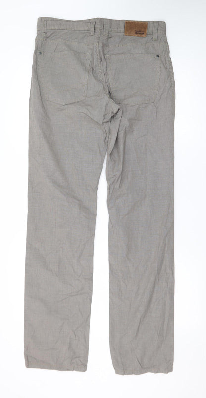 Hattric Men's Grey Striped Straight Jeans 32x34 Regular Fit