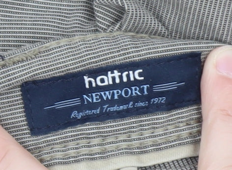 Hattric Men's Grey Striped Straight Jeans 32x34 Regular Fit
