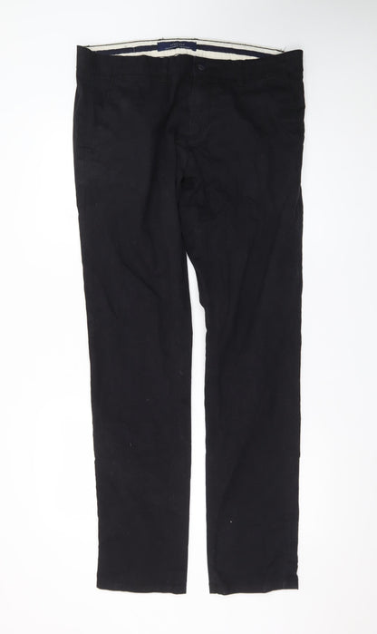 Zara Man Black Cotton Chino Trousers Mens 32 Regular Fit