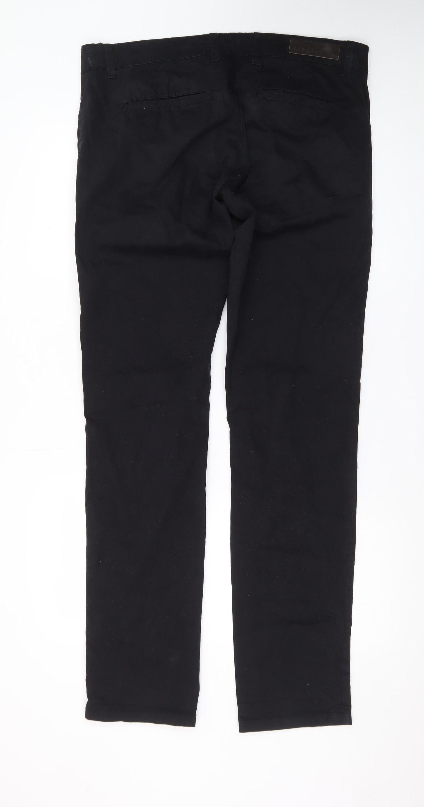Zara Man Black Cotton Chino Trousers Mens 32 Regular Fit