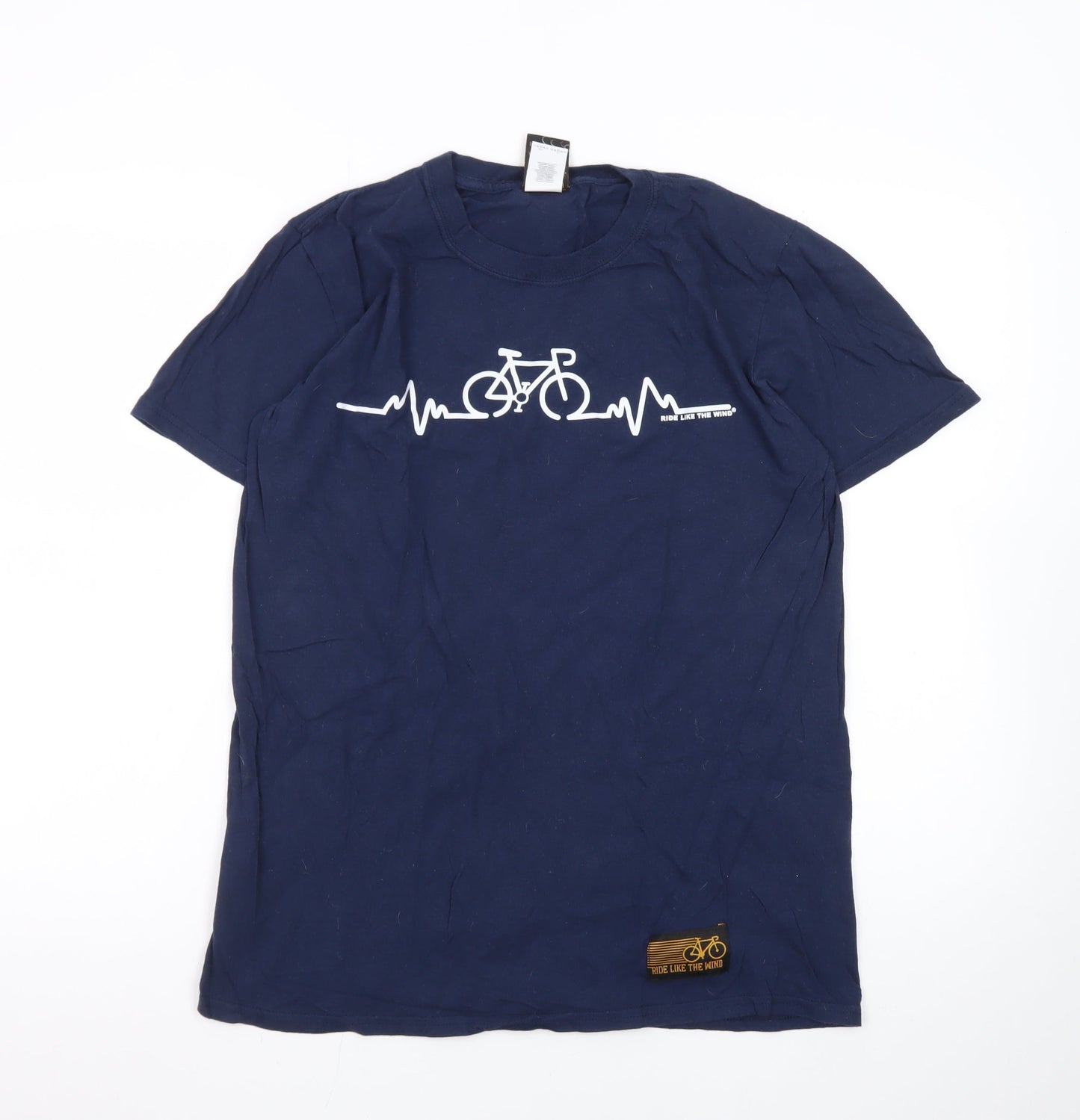 Ride Like The Wind Men's Blue Graphic Cycling T-Shirt Size M