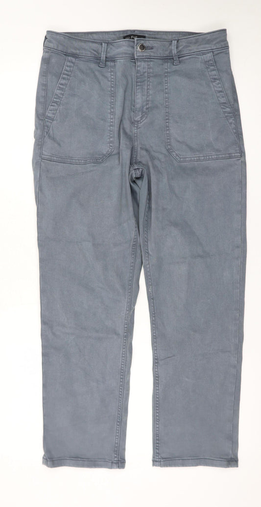F&F Women’s Grey Cargo Stretch Cotton Twill Trousers Size 12