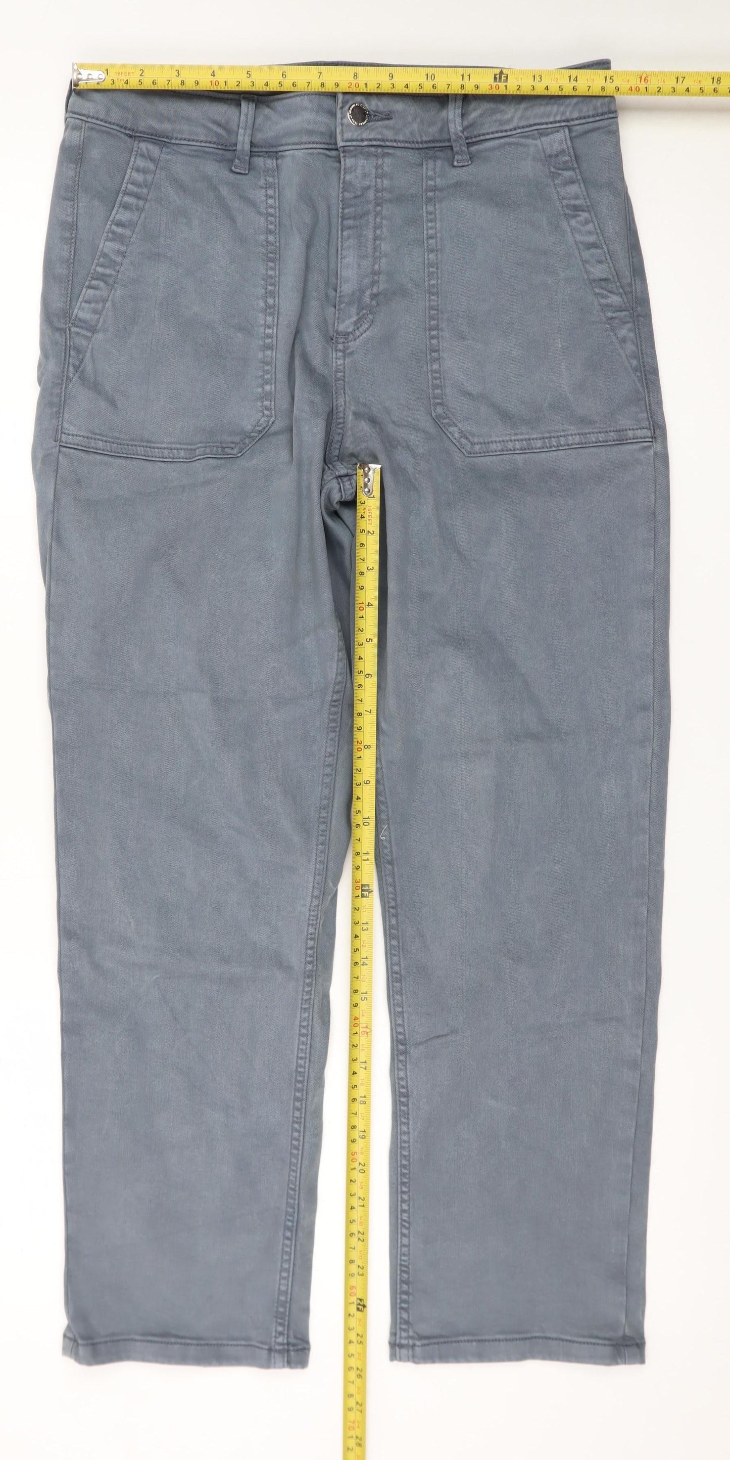 F&F Women’s Grey Cargo Stretch Cotton Twill Trousers Size 12